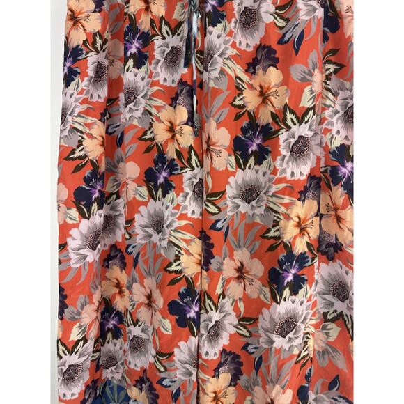 Johnny Was x Jade Silk Wide Leg Poonam Tropical Floral Crop Pants Sheer Size XL - Picture 5 of 14